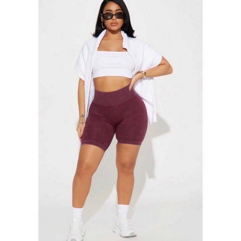 Better Me Fashion Nova NEW Women Small Purple Ribbed Biker Shorts Gym Outdoors